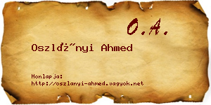 Oszlányi Ahmed névjegykártya